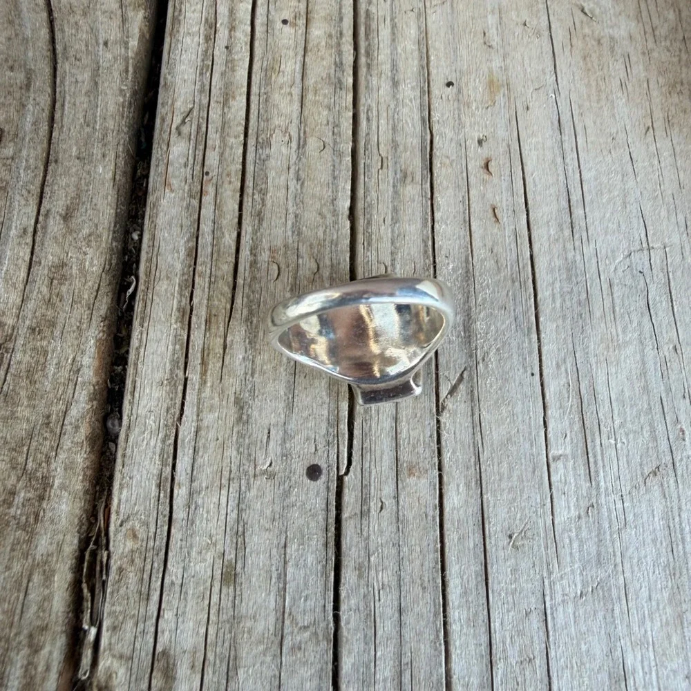 Silver & Gold Two Tone Mixed Metal Statement Ring Sz 7.5-8 Boho Artisan Filigree